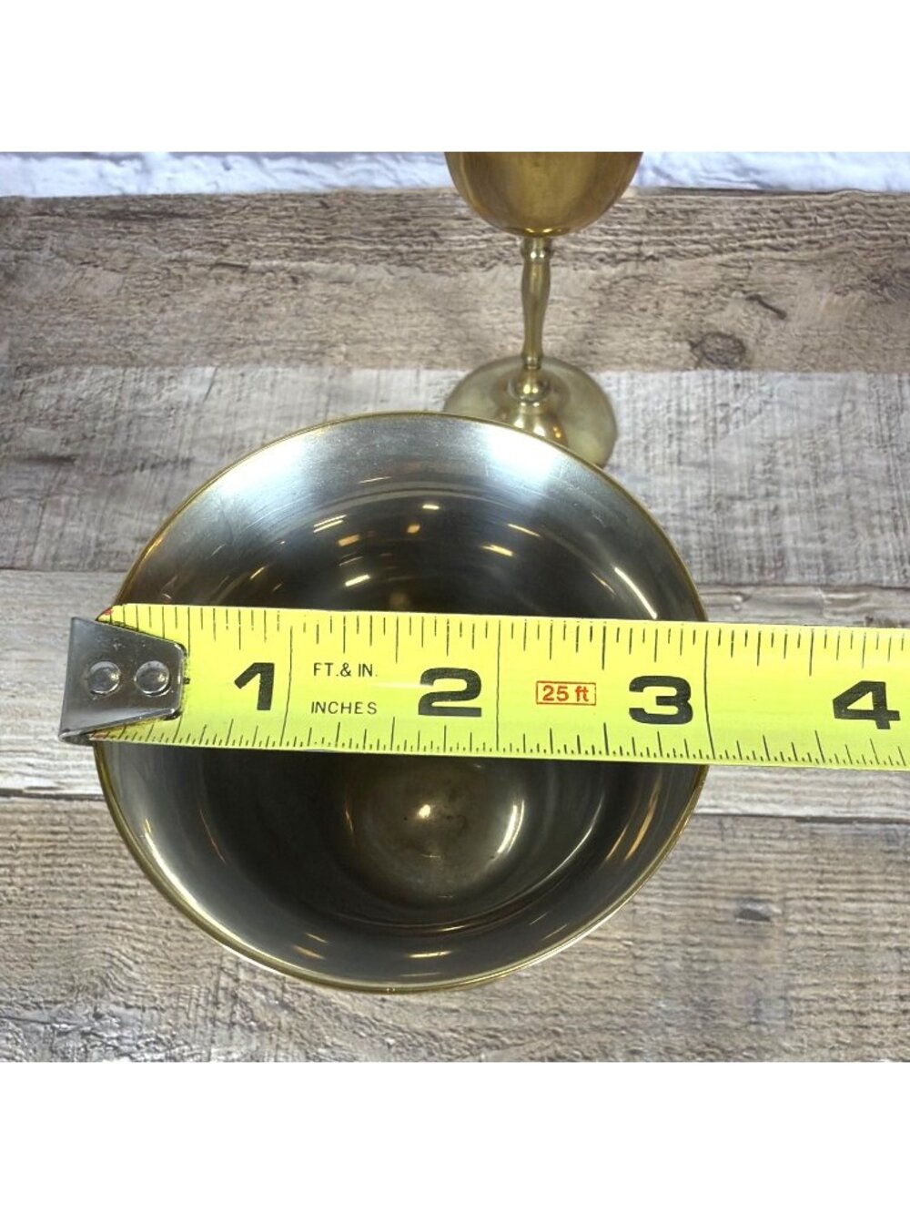 VTG 1970s Mixed Metal Brass & Silver Tone Pair Wine Goblets Set of 2 MCM Barware - Picture 9 of 11